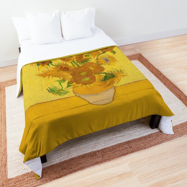 Vincent Van Gogh Sunflowers Famous Painting Yellow Sun Flowers HD Comforter