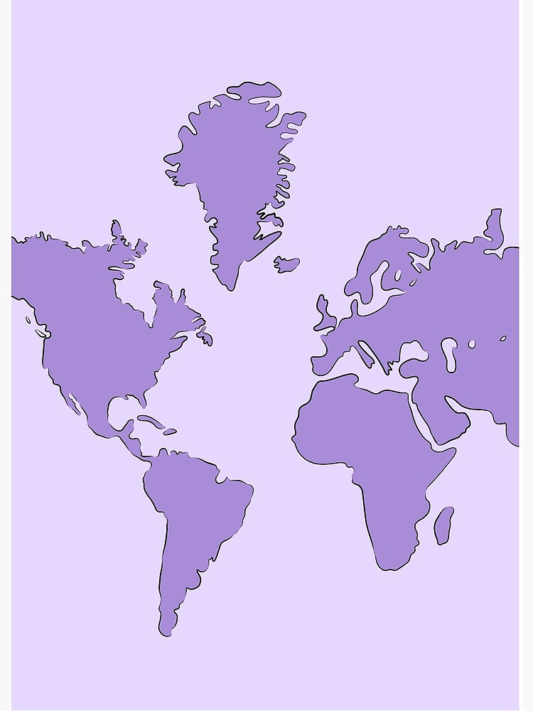 Purple World Map Art Board Print By Annabellegolden Redbubble