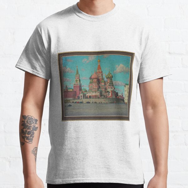 Great Vintage 1986 Moscow Kremlin Oil Genre Scene Socialist Realism USSR Classic T-Shirt