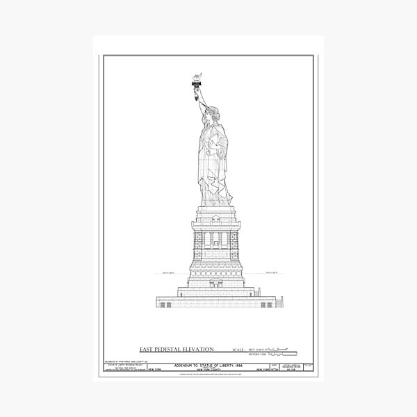 Statue Of Liberty Blueprint Photographic Print By Bravuramedia Redbubble