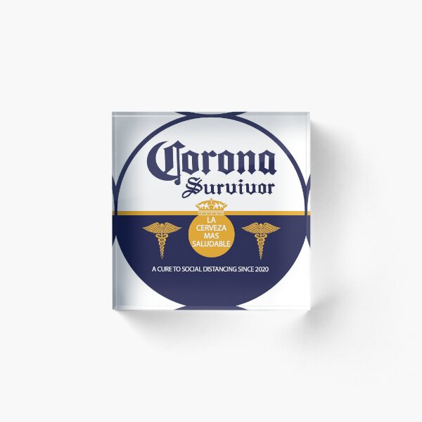 Corona Virus Survivor Sticker Circle Acrylic Block