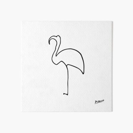 Pablo Picasso Line Art flamingo Artwork Sketch black and white Hand Drawn ink Silhouette HD High Quality Art Board Print