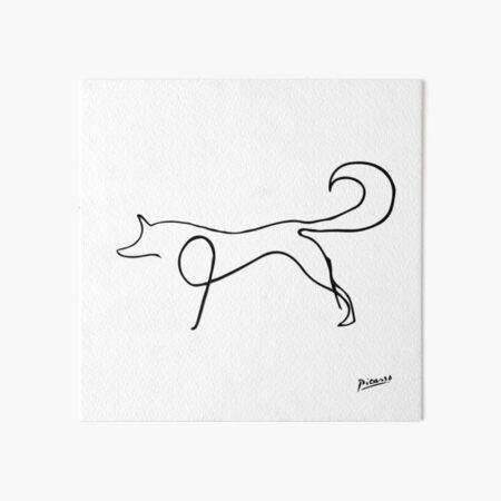 Pablo Picasso Line Art Wild Fox Artwork Sketch black and white Hand Drawn ink Silhouette HD High Quality Art Board Print