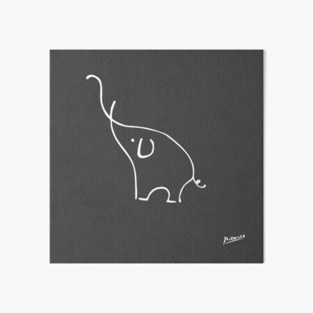 Pablo Picasso Line Art Cute Elephant Artwork Sketch black and white Hand Drawn ink Silhouette charcoal gray HD High Quality Art Board Print