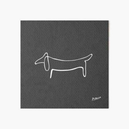 Pablo Picasso Line Art Wild Wiener Dog Dachshund Artwork Sketch black and white Hand Drawn ink Silhouette charcoal gray HD High Quality Art Board Print