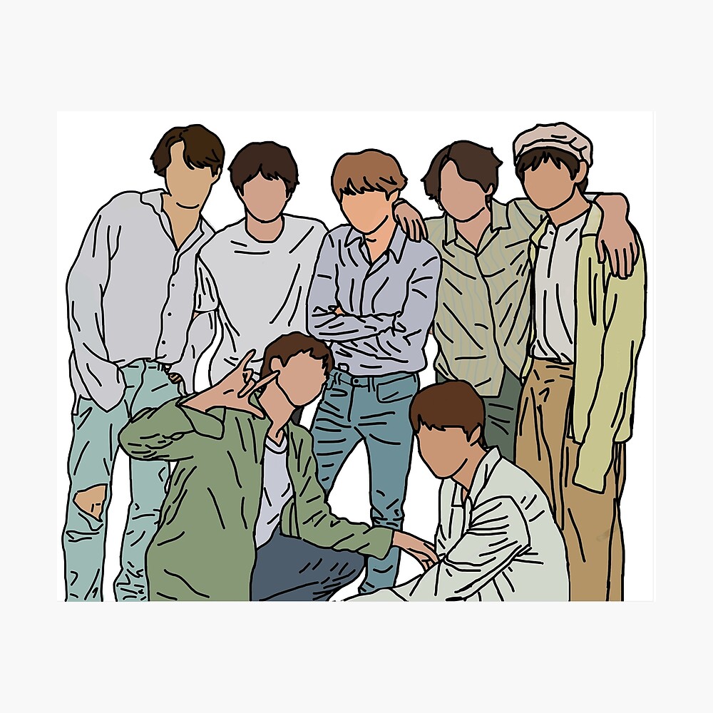 bts line art easy