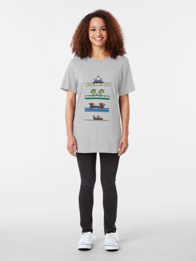 Alternate view of Toverland Coaster Cars Design Slim Fit T-Shirt