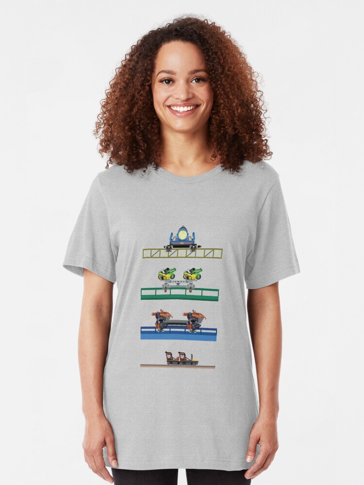 Alternate view of Toverland Coaster Cars Design Slim Fit T-Shirt