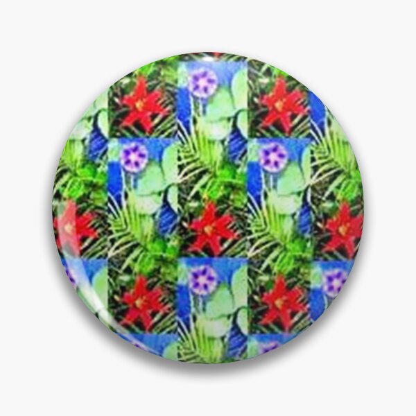Item preview, EXPLOSION 6 flowers leaves lily star ipomée palm phoenix background blue green red nature designed and sold by dragonemma.