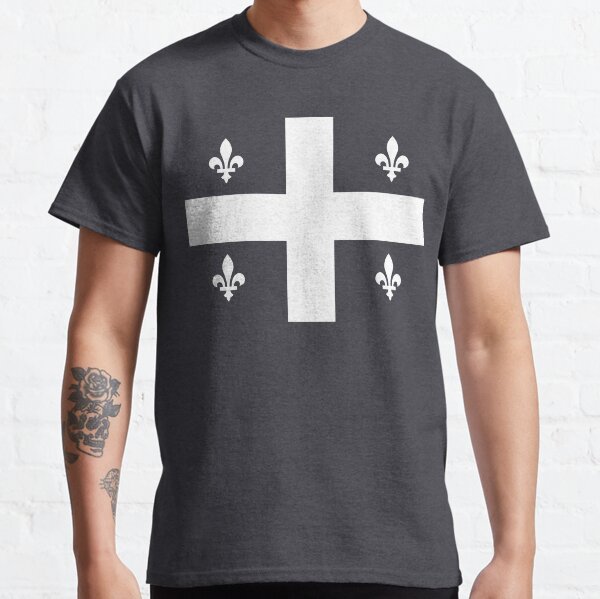 Quebec flag black and white fleurs de lys HD High Quality Online Store Classic T-Shirt