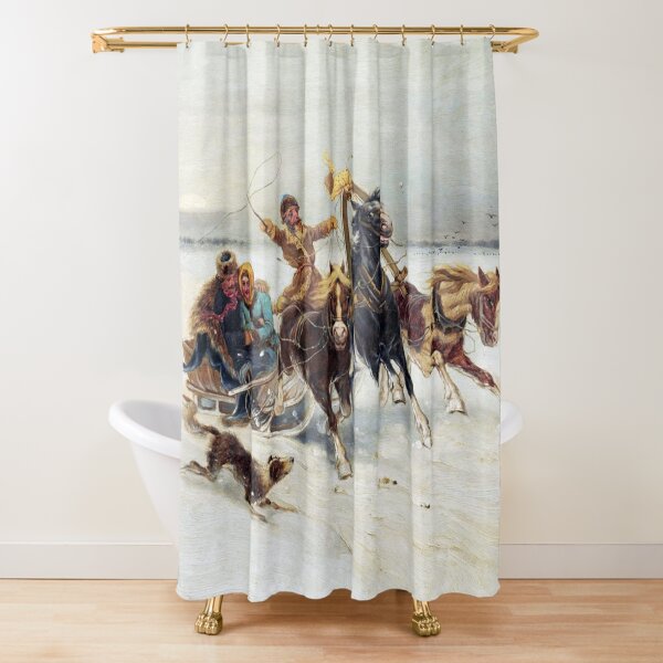 Winter Landscape with Troika Shower Curtain