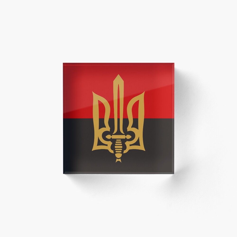 Stilisierte Tryzub Und Rot Schwarze Flagge Galeriedruck Von Viktor64 Redbubble