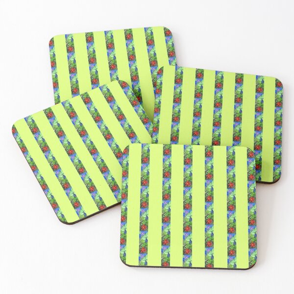 Item preview, EXPLOSION 8 flowers leaves lily star ipomée palm phoenix background blue green red nature designed and sold by dragonemma.