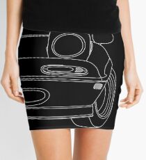 miata outline - white Mini Skirt