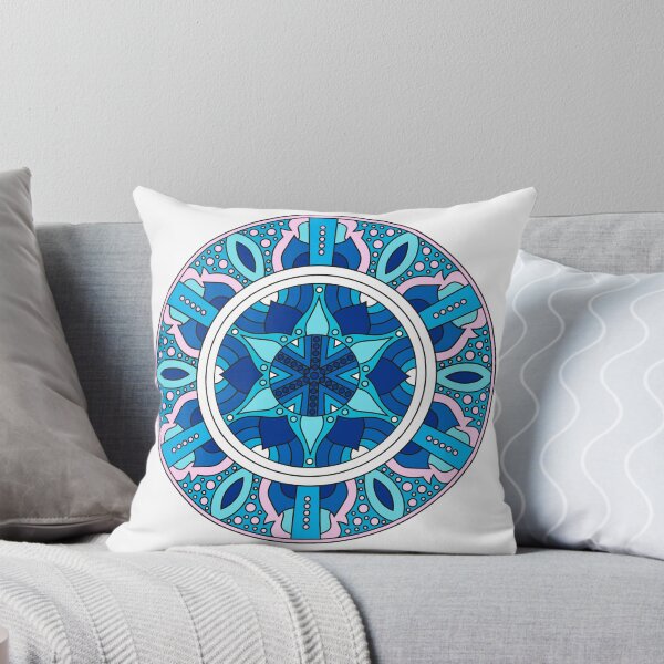 Aperçu de l'œuvre Mandala circulaire bleu clair créée et vendue par Hangrid-Work.