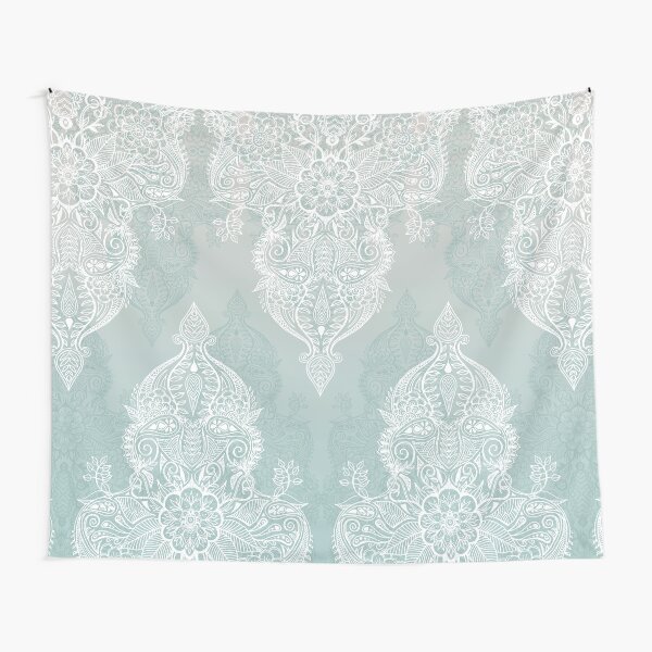 Lace & Shadows - soft sage grey & white Moroccan doodle Tapestry