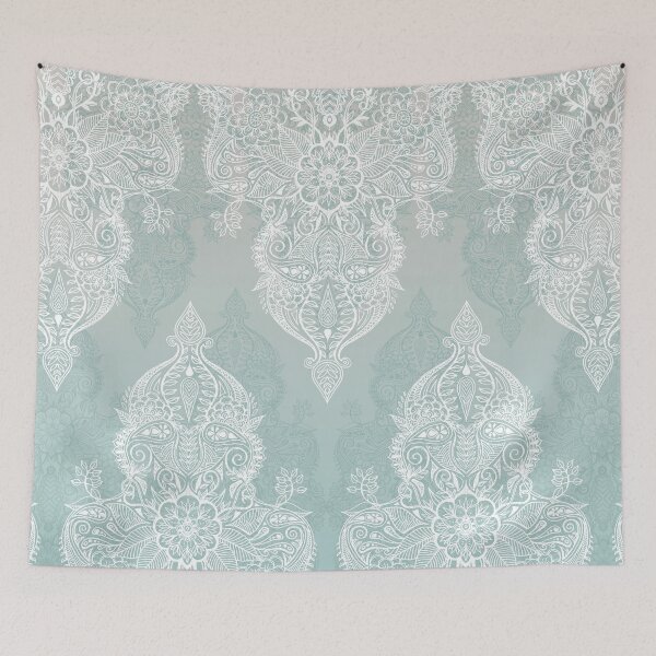 Item preview, Lace & Shadows - soft sage grey & white Moroccan doodle designed and sold by micklyn.