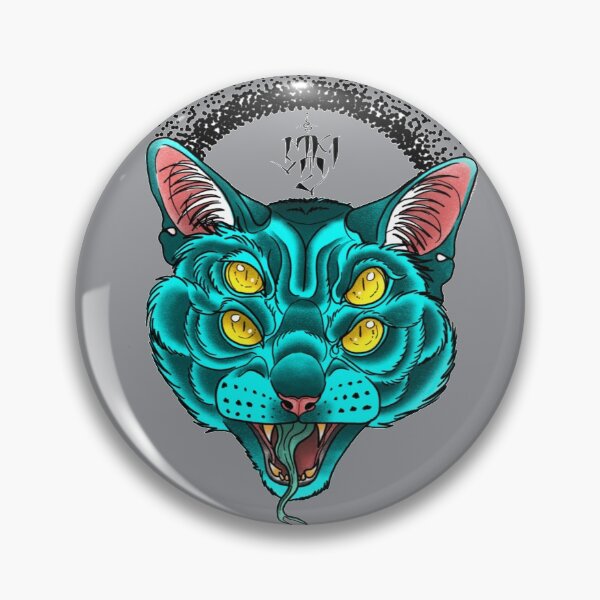Item preview, four eyed demon cat designed and sold by Mystyktattoos.