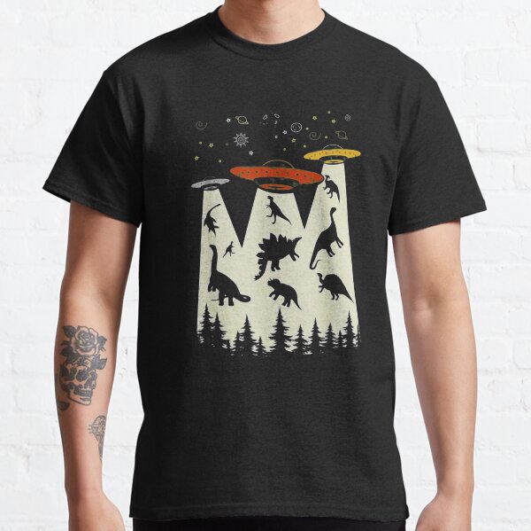 Vintage Dinosaur Alien Abduction Funny Alien Classic T-Shirt