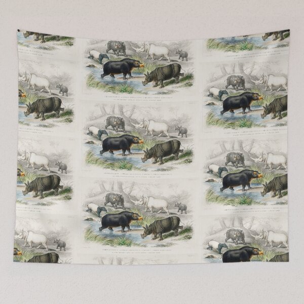 Item preview, Hippos and Rhinos Animals vintage illustration  designed and sold by Vintage Designs +.