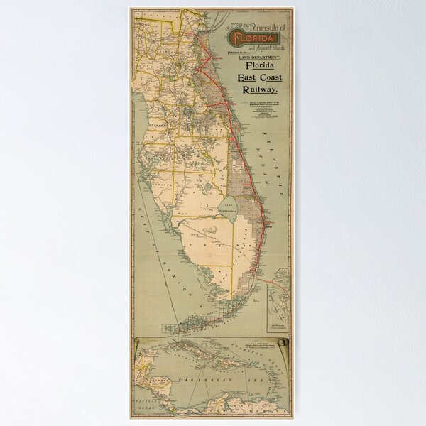 Artikel-Vorschau von Vintage Florida Eisenbahnkarte (1896), designt und verkauft von BravuraMedia.