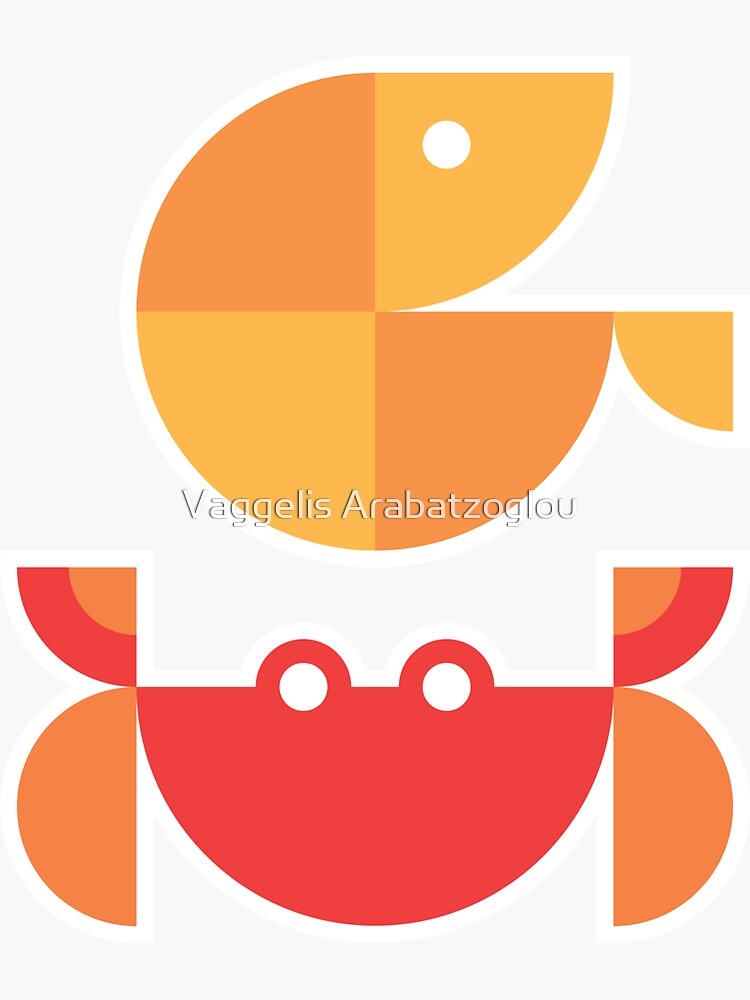 Quadrant Crab And Shrimp Sticker For Sale By Arabatzoglou Redbubble 