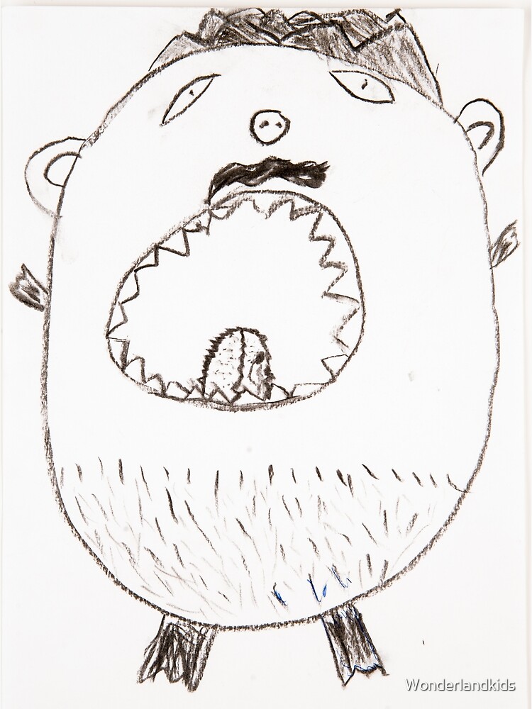 "Scary screaming chubby monster with sharp teeth" Art Print by