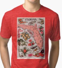 Vintage Map of Florida (1917) Tri-blend T-Shirt