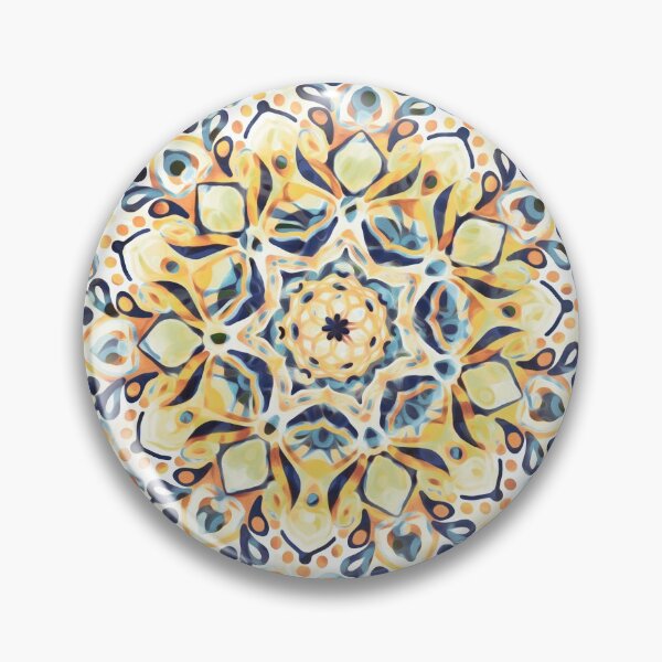 Item preview, Stained Glass Mandala - Mustard Yellow & Navy  designed and sold by TigaTiga.