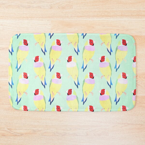 Item preview, Watercolor rainbow finch bird Mint Pattern designed and sold by InovArtS.
