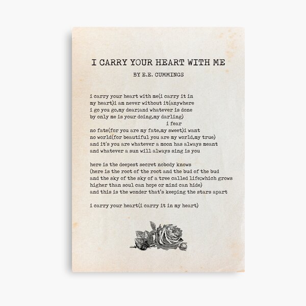 I Carry Your Heart by E. E. Cummings Canvas Print