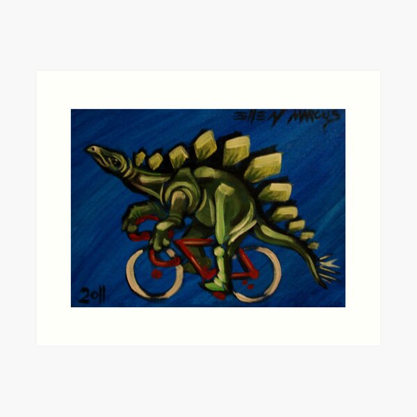 Stegosaurus on a Bicycle Art Print