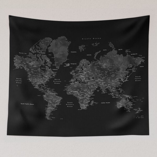 Item preview, Very black world map with cities designed and sold by blursbyai.