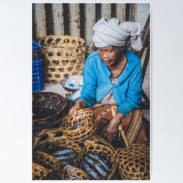 Vista previa del artículo con la obra «Mercado callejero de pescado hermoso indonesio Ubud», diseñado y vendido por Ian Finch.