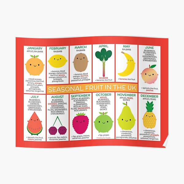 UK Seasonal Fruits Chart Poster