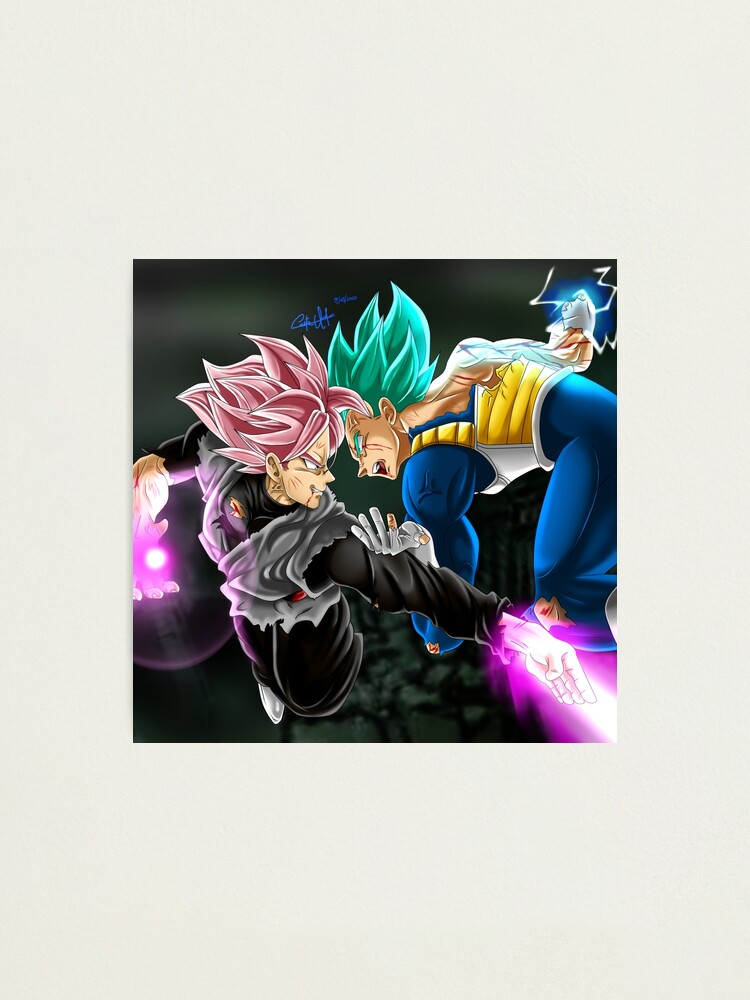 Schwarzer Goku Gegen Vegeta Super Saiyajin Gott Blue Dragon Ball Super Fotodruck Von Andreartist93 Redbubble