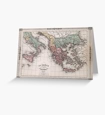 Vintage Map of Greece and Italy (1852) Greeting Card