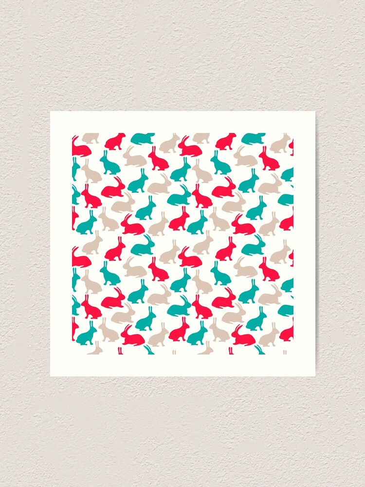 Thumbnail 1 of 3, Art Print, Spring easter rabbits designed and sold by leffka.