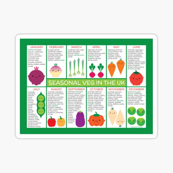 UK Seasonal Vegetables Chart Sticker