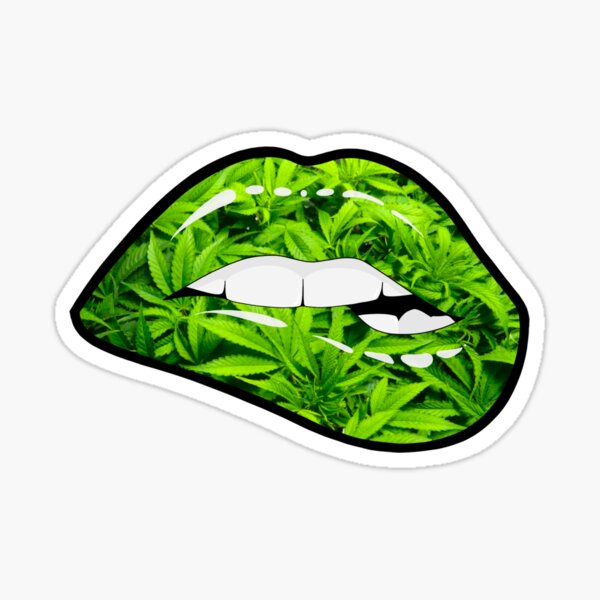 Biting green lips Sticker