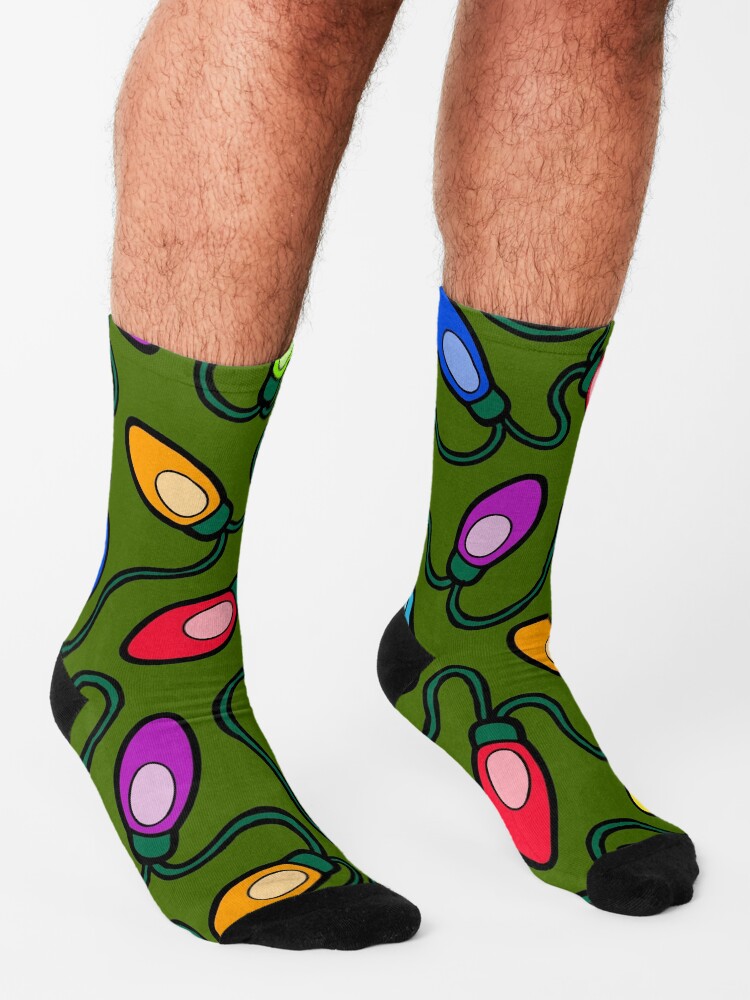 Alternate view of Chrismas Fairy Lights Pattern Socks