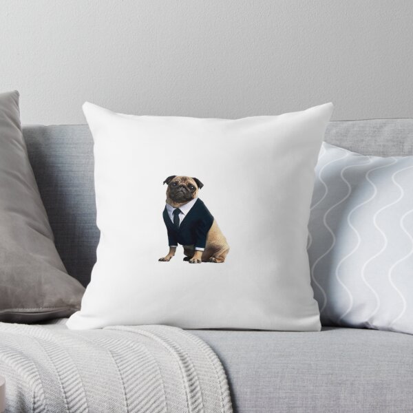pug in a suit  Throw Pillow