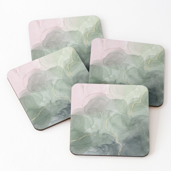 Item preview, Abstract ink in pink and green with metallic accents designed and sold by Quick Brown Fox Canada.