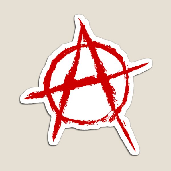 Vista previa del artículo con la obra «Símbolo de la anarquía en rojo», diseñado y vendido por Death Rock Tee.