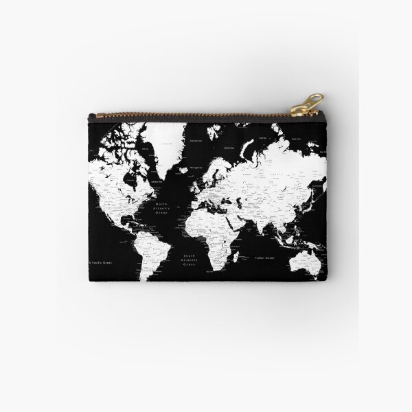 Item preview, Black and white world map with cities designed and sold by blursbyai.