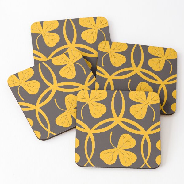Item preview, Yellow Shamrock Leaf Pattern on Grey Background designed and sold by DKdesigns27.