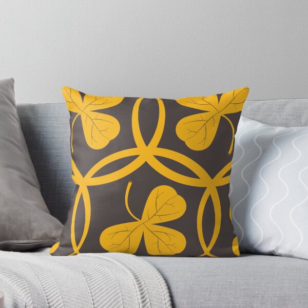 Item preview, Yellow Shamrock Leaf Pattern on Grey Background designed and sold by DKdesigns27.