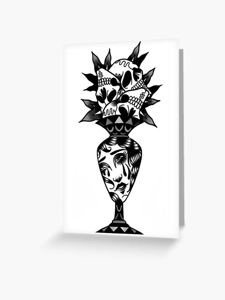 Flower Vase Tattoo in Traditional Style by Nicholas G  Vase design Pink  glass vase White vase decor