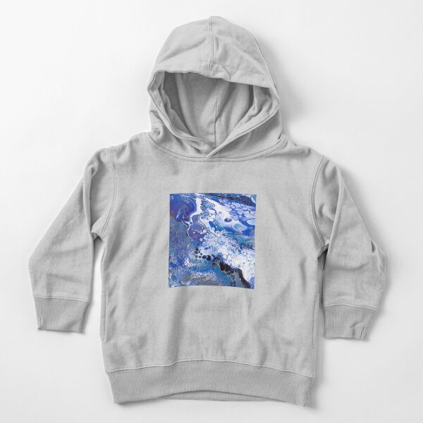 Royal Blue, Hidden Gold (Marbled Acrylic Pour) Toddler Pullover Hoodie