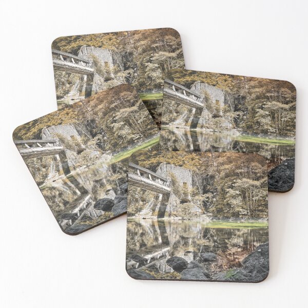Item preview, Old building with bridge along river with reflection orange forest designed and sold by Grégory DUBUS.
